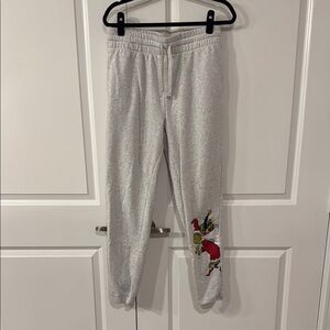 Lightly worn Gray grinch Christmas Jogger sweat pants size M
